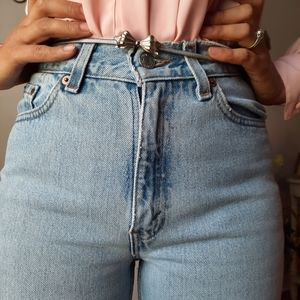 Vintage bow thin stretchy metal belt